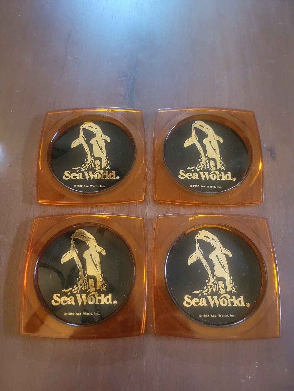 Vintage 1980s Sea World Plastic Drink Coasters